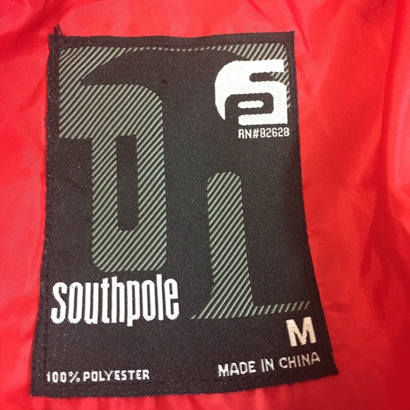 South Pole Men's Red Poly Puffer Coat SZ M - Picture 8 of 12